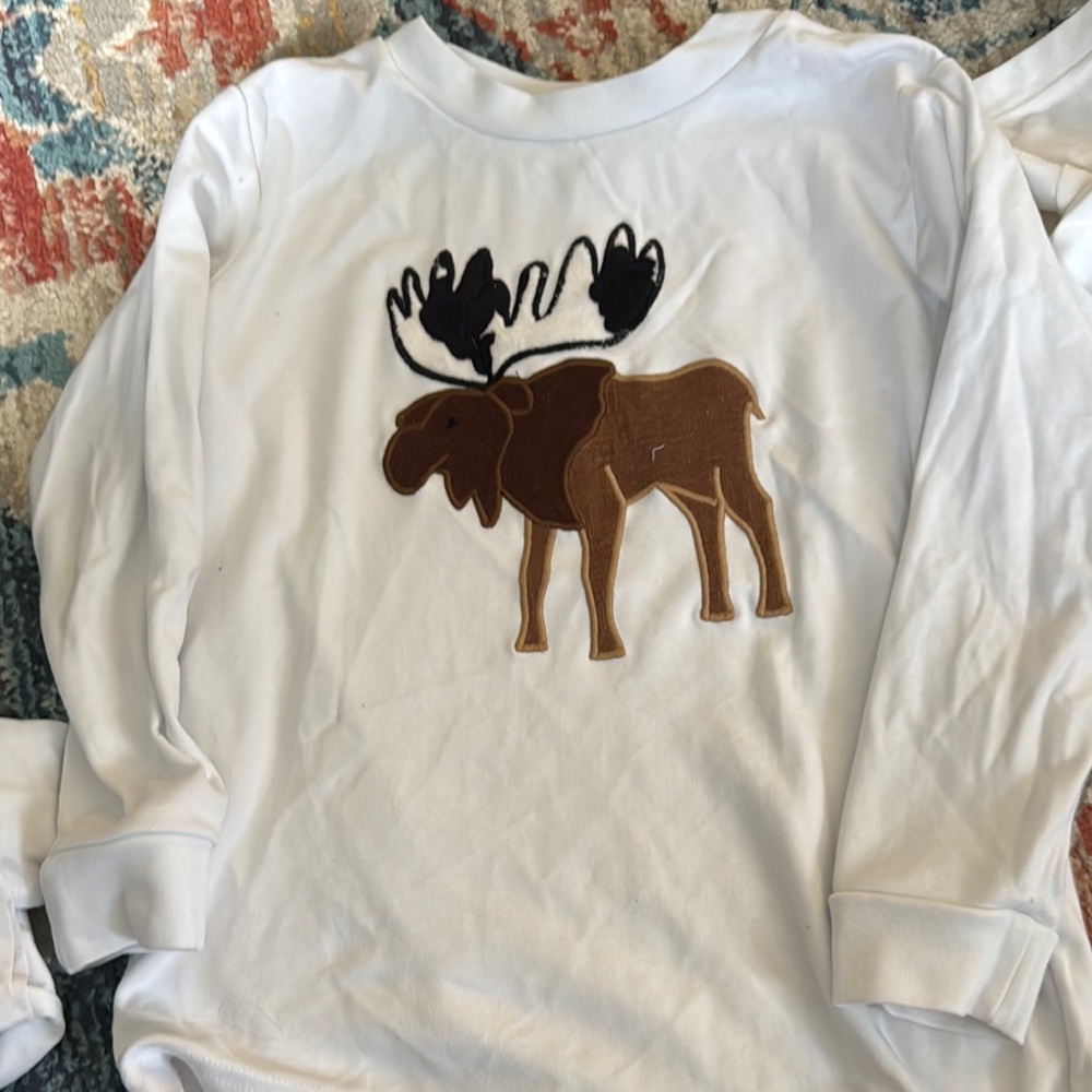 White and Brown Long Sleeve Tees with Animal Prints